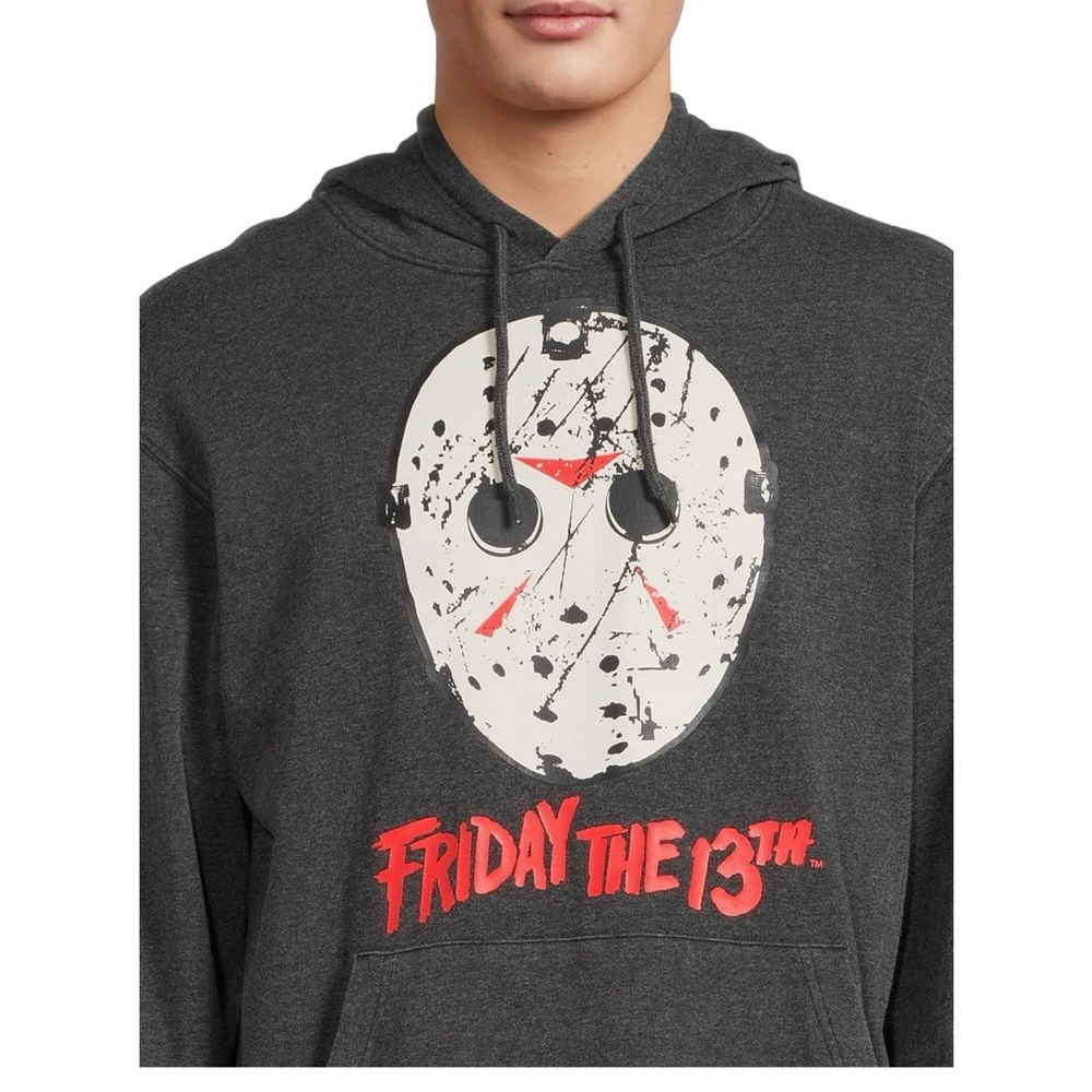 Friday The 13th Mens Medium Pullover Long Sleeve Gray Hoodie - Picture 3 of 13